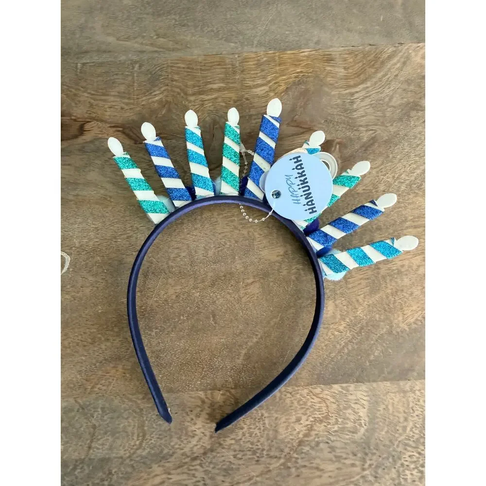 New Hanukkah Menorah and Dreidel Headband and Hair Clip Hair Accessories Set